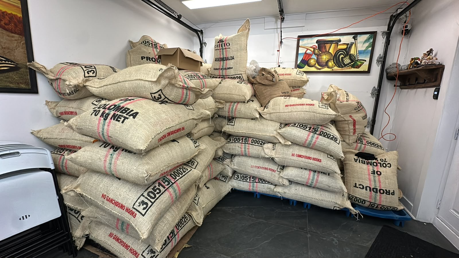 70 kg green coffee bags, product of Colombia, at our warehouse